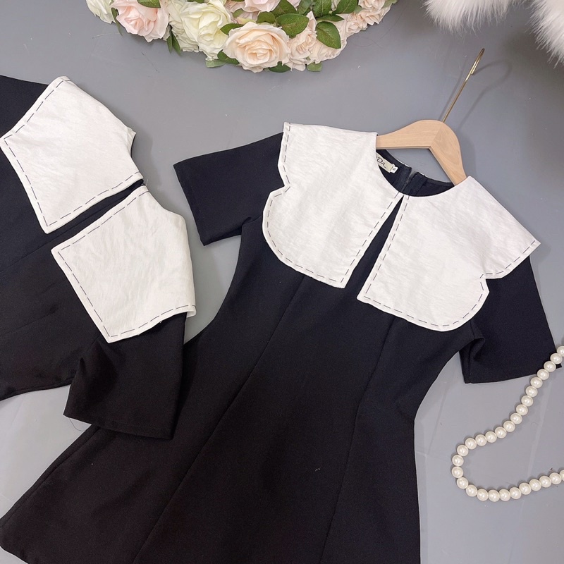 Đầm váy thiết kế dự tiệc dáng A cổ bèo to chữ B size S M L