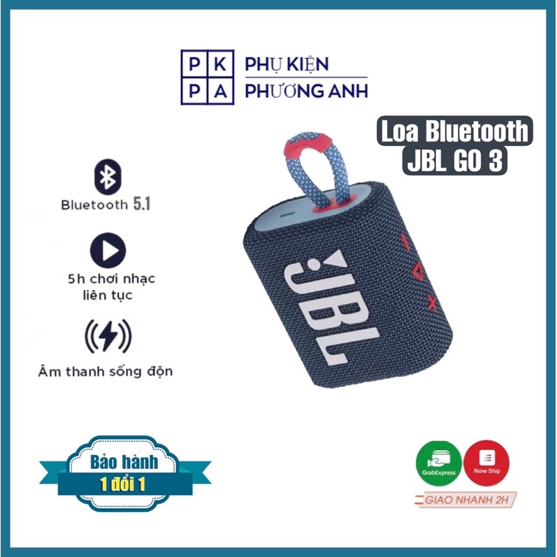 Loa JBL GO 3, Loa Bluetooth Không Dây Mini Nhỏ Gọn Nghe Nhạc Công Suất Lớn 4,2W + Bảo hành 12 tháng