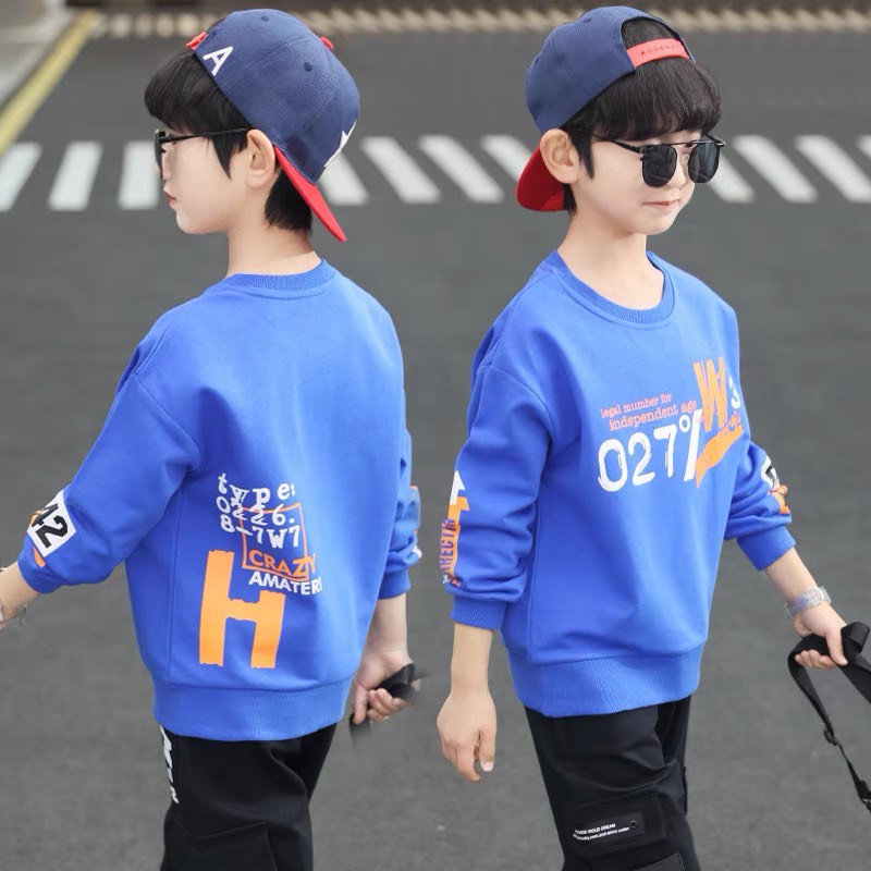 Áo thu đông &quot;027 W3&quot; 14-45kg cho bé trai 4-14 tuổi. Áo nỉ thu đông da cá ấm áp cho bé. B42