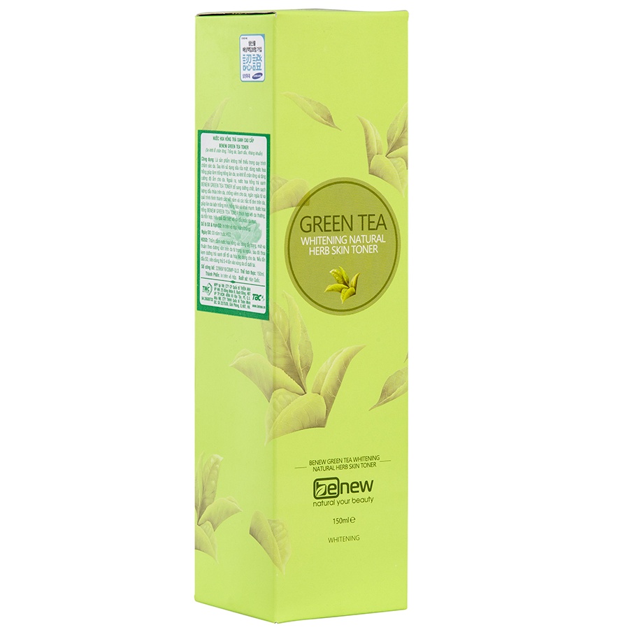 Nước hoa hồng trắng da, se khít lỗ chân lông tinh chất trà xanh BENEW TONER GREEN TEA Hàn quốc 150ml/Hộp- CHÍNH HÃNG