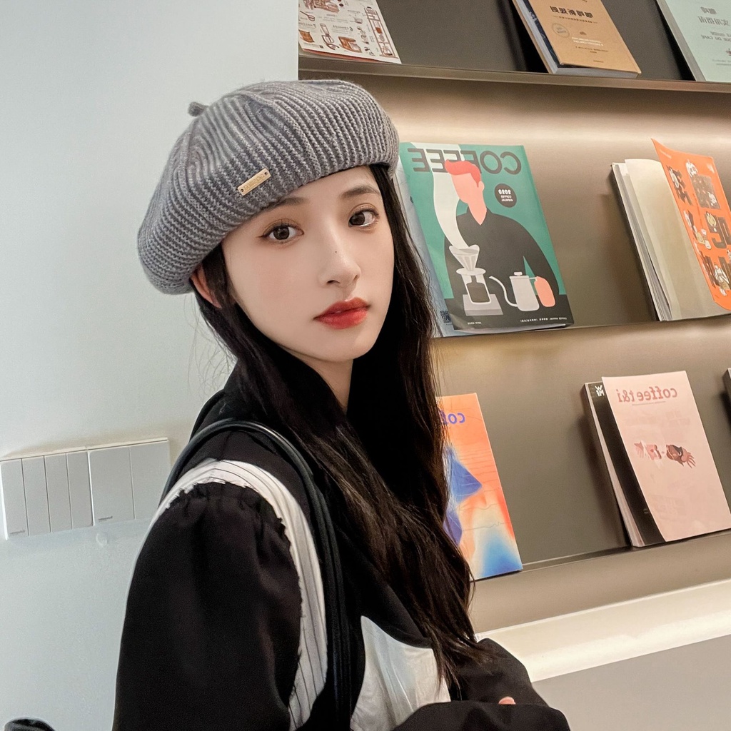 Mũ beret Len Dệt Kim Thời Trang Thu Đông Dành Cho Nữ