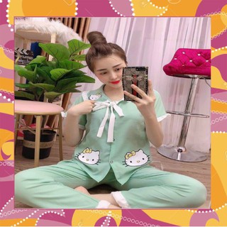 Đồ bộ tiểu thư kate lụa tay ngắn quần dài size 40-55kg
