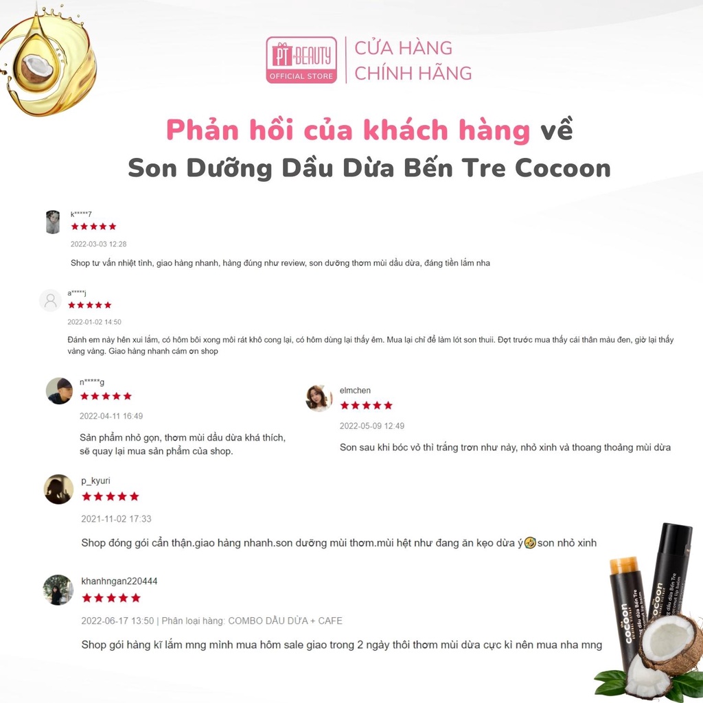 Tẩy da chết môi cà phê Đắk Lắk Cocoon môi ẩm mềm 5g