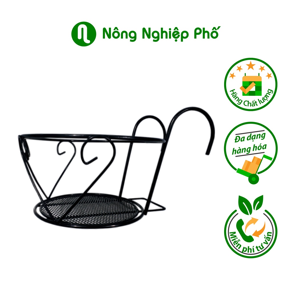 Giá đỡ chậu lan can tròn 22x18x18cm (Đường kính miệng x Đường kính đáy x Chiều cao)