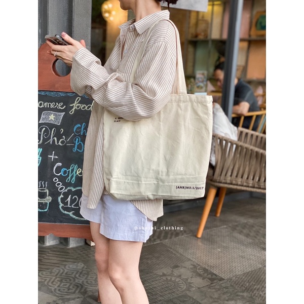 SHU SHI - Sơ Mi Sọc Vàng Linen ( ảnh chính chủ )