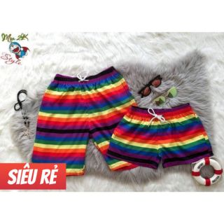 [SIÊU_SALE] Quần đi biển cặp 7 sắc cầu vồng rực rỡ sắc màu, đủ size cho cho cả bé và người lớn từ 5 đến 110kg