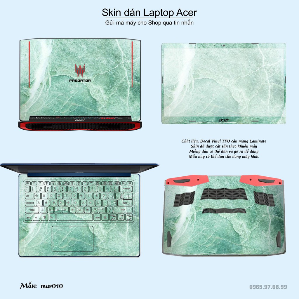 Skin dán Laptop Acer in hình vân Marble nhiều mẫu 2 (inbox mã máy cho Shop)