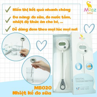 Nhiệt kế đo nhiệt độ sữa, đo nước thông minh Moaz Bebe MB-020 Hàng chính hãng