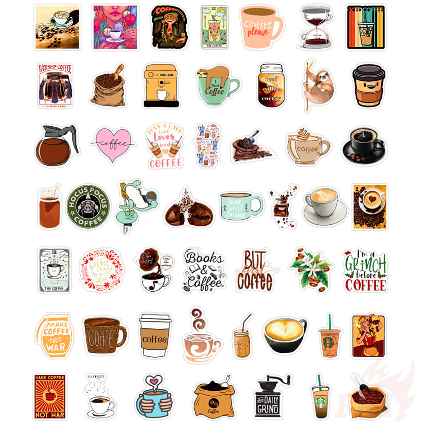 ❉ I Need More Coffee Series 02 Stickers ❉ 50Pcs/Set DIY Fashion Luggage Laptop Skateboard Doodle Decals Stickers