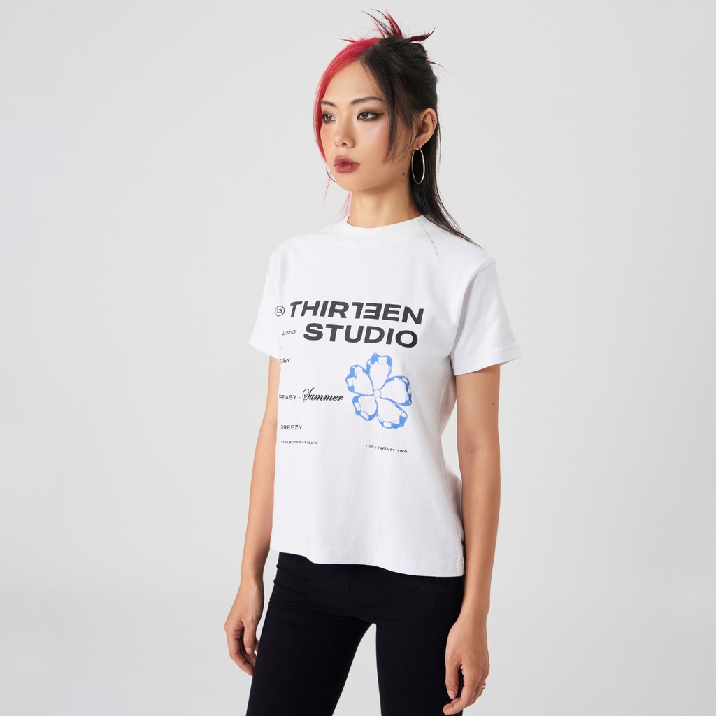 Áo thun nữ ngắn tay local brand Peasy white T-shirt 2 màu đen trắng