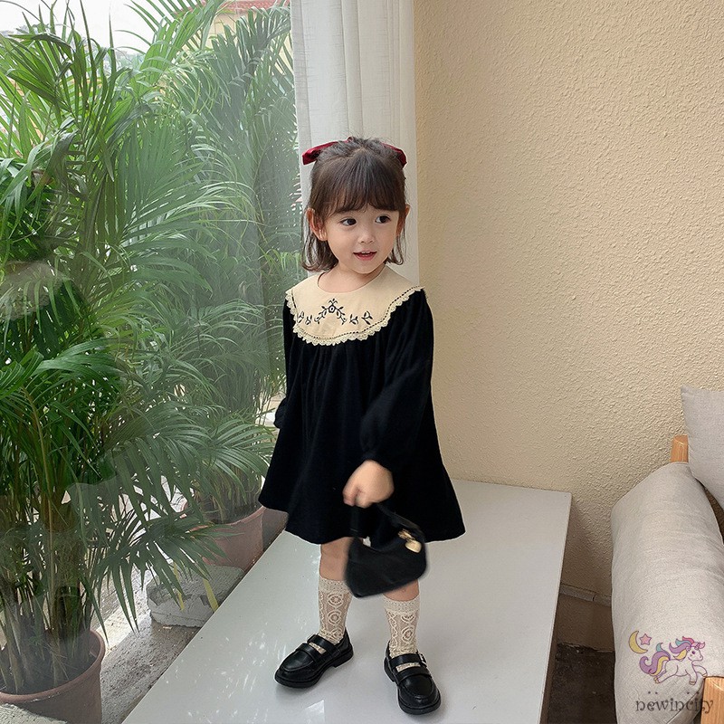 Đầm Công Chúa Thêu Hoa Phong Cách Hàn Quốc Xinh Xắn Cho Bé Gái