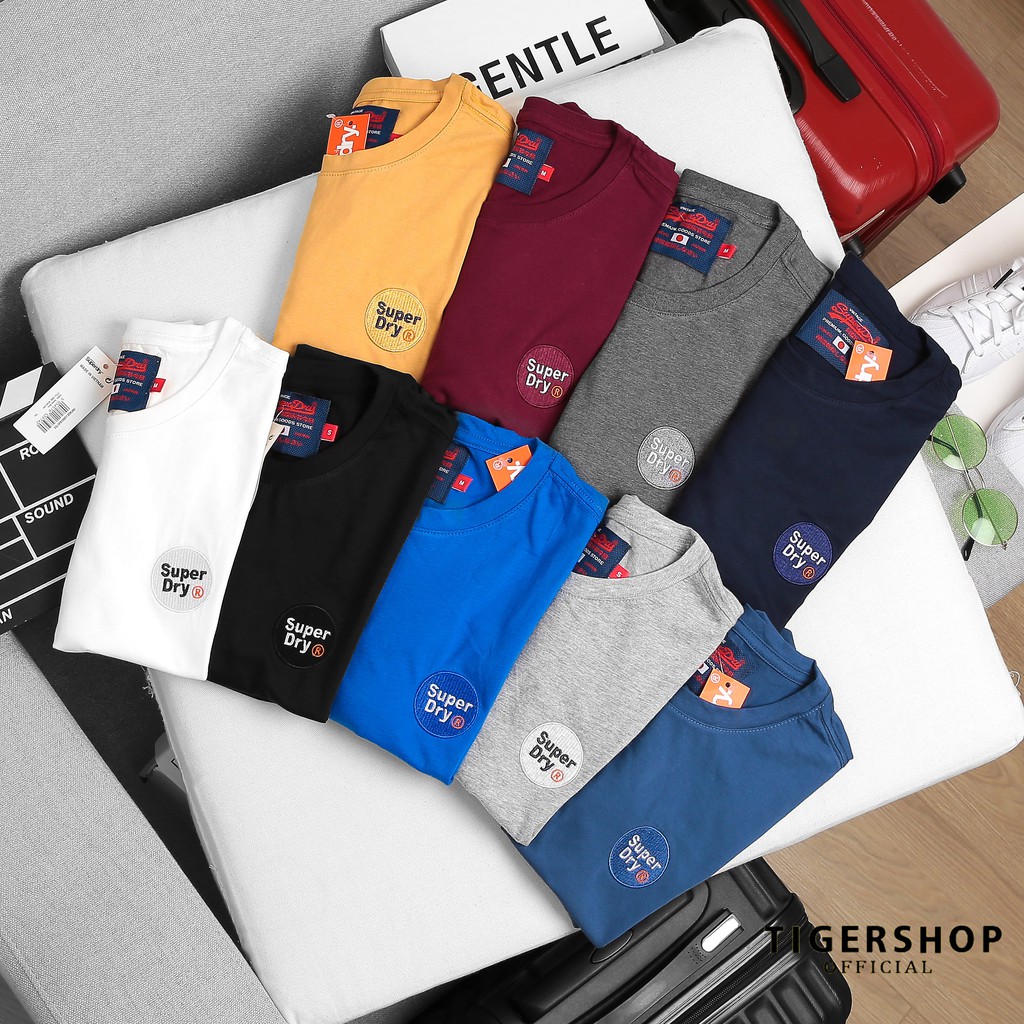 Áo phông nam thun cotton đẹp cổ tròn tay ngắn form rộng unisex bảng màu trơn nổi bật logo thêu sắc nét thời trang SUP001 | BigBuy360 - bigbuy360.vn