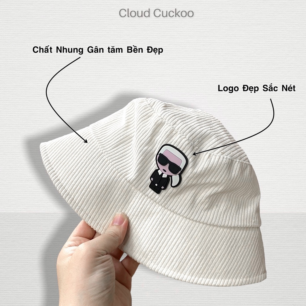 Mũ Bucket Hat Hình Thám Tử Chất Nhung Gân Tăm Bền Đẹp - Mã Số: MBK1102