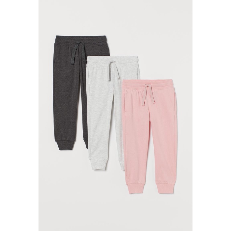 Set 3 quần jogger hồng xám HM H&M size 5-6y_hàng chính hãng authentic