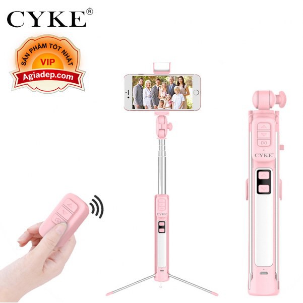 Gậy chụp ảnh selfie Siêu dài - có đèn Led sáng chụp ảnh đẹp hơn - Và Remote Bluetooth tiện livestream CYKE CA18