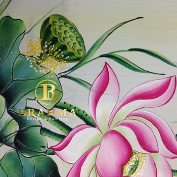 Vải áo dài vẽ Hoa Sen cực đẹp, uy tín & chất lượng nhất - Thương Hiệu Brahma