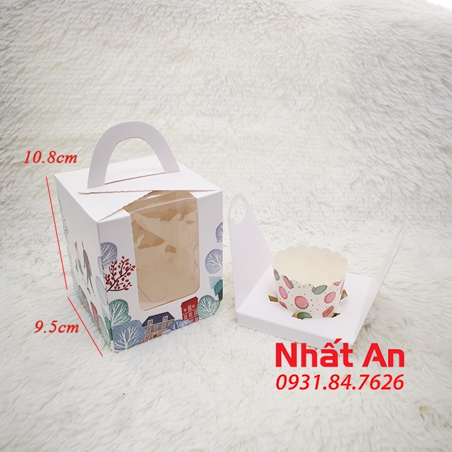 Hộp giấy đựng bánh cupcake 1 bánh - Set 5 hộp
