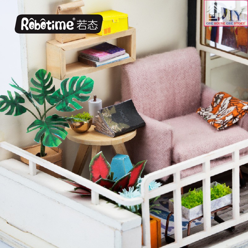 Nhà búp bê tự lắp ráp bằng gỗ DIY BALCONY DAYDREAMING mã DGM05   - Quà tặng giáng sinh tự làm