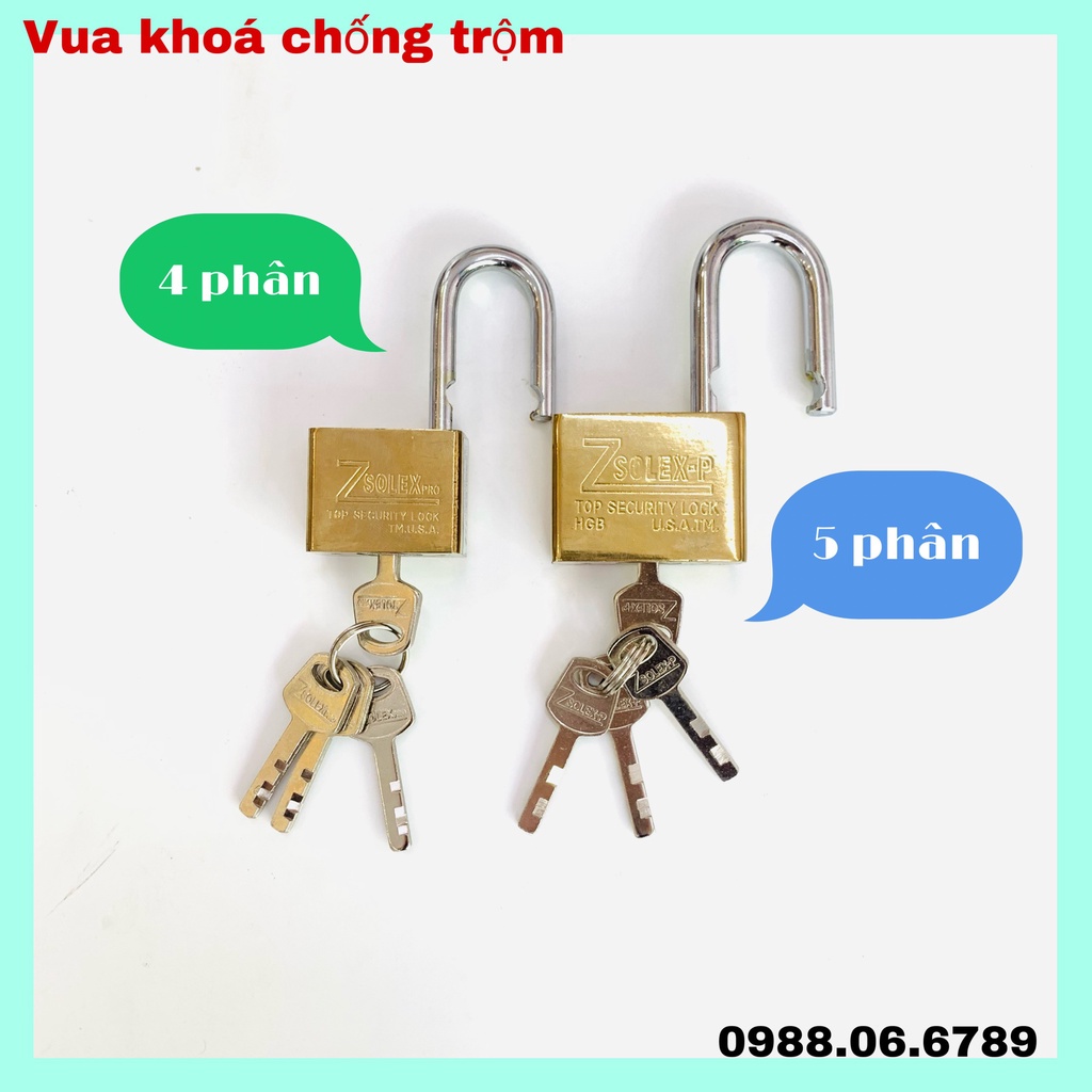 Khóa cửa Z-Solex 4cm, 5cm, 6cm⚡FREE SHIP⚡ khóa giữ chìa chống quên chìa.Công nghệ USA:chống cưa-chống cắt-chống đục