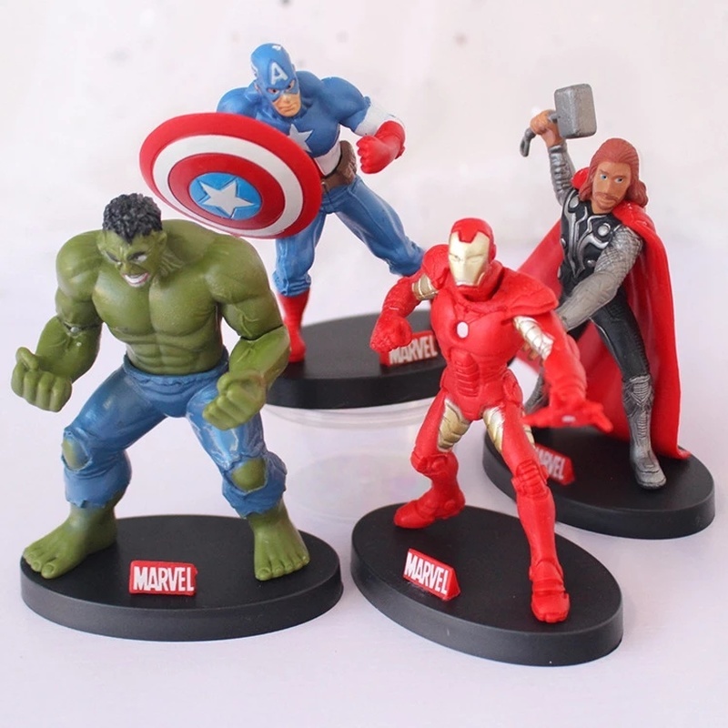 Set 6 Mô Hình Nhân Vật Siêu Anh Hùng Trang Trí Bánh Kem