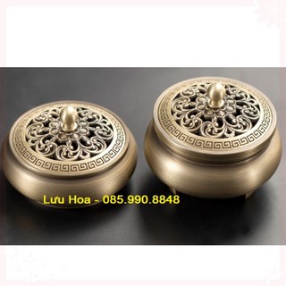 . Lư xông trầm hương đỉnh đốt nhang ĐỒNG NGUYÊN CHẤT cao cấp có khay đốt trầm bằng kim loại hoặc bông siêu đẹp