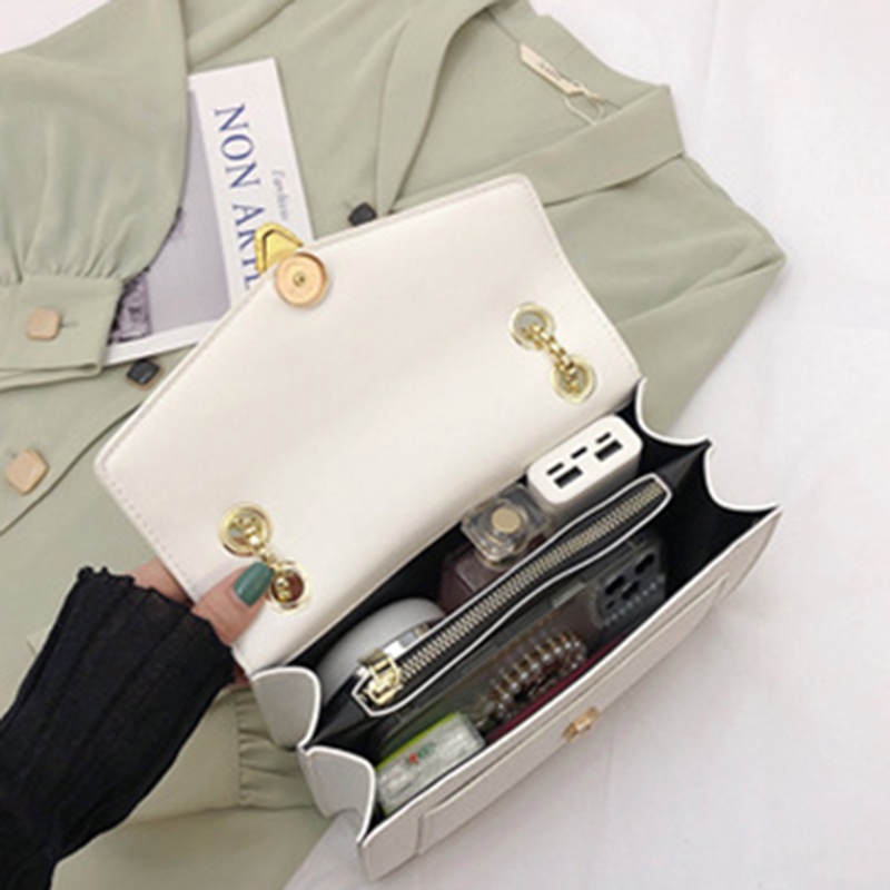 Túi đeo vai IELGY hình vuông cỡ nhỏ phối dây sợi xích ba chiều thời trang cao cấp cho nữ