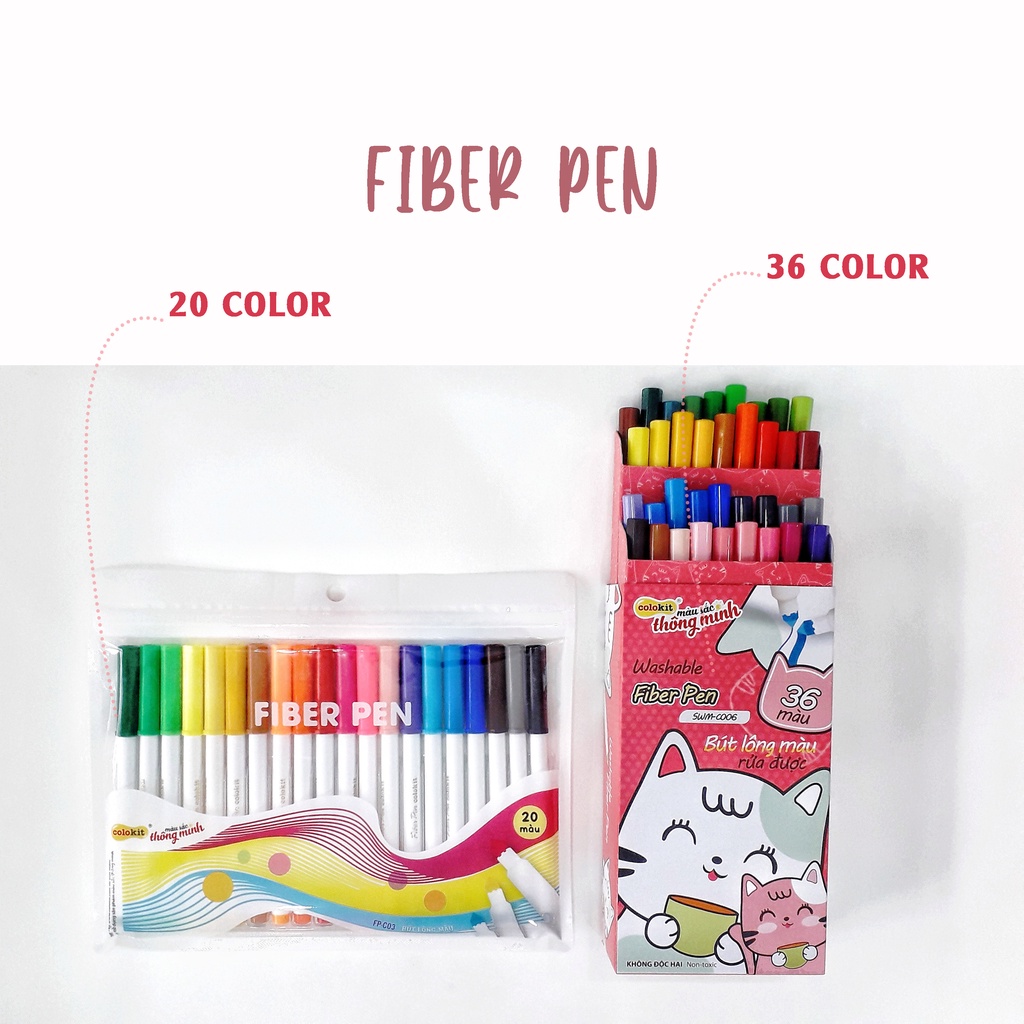 Bút lông màu Fiber Pen Colokit Thiên Long - 20 màu và 36 màu - Bút ngòi trụ viết Calligraphy