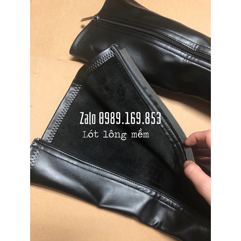 BỐT ĐÙI DA MỜ CAO CẤP CỔ CAO MŨI Nhọn Gót Vuông Dẹt  Boot ĐÙi Khóa Cạnh 2088