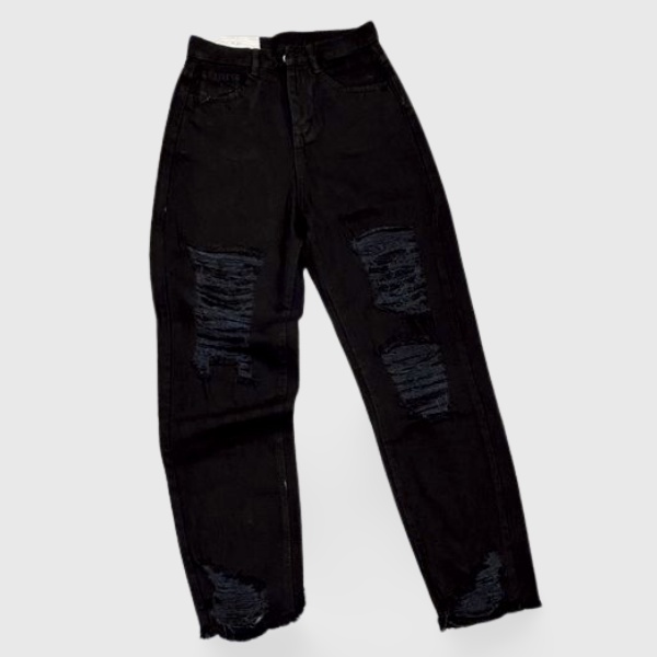 Quần jeans baggy đen rách đẹp SML [Video thật shop quay]