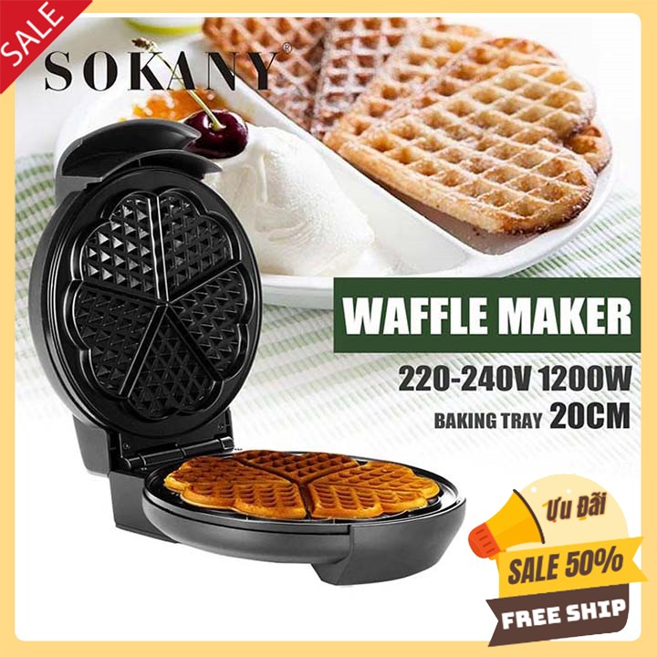 [Mã ELHADEV giảm 4% đơn 300K] Máy làm bánh Sokany đa năng, nướng bánh tổ ong, bánh waffle