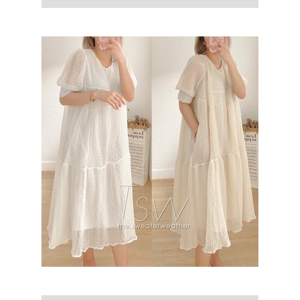 [Mã SKAMA06 giảm 8% tối đa 50K đơn 250K] Váy babydoll voan tơ 2 lớp chấm bi (Ảnh thật) | BigBuy360 - bigbuy360.vn