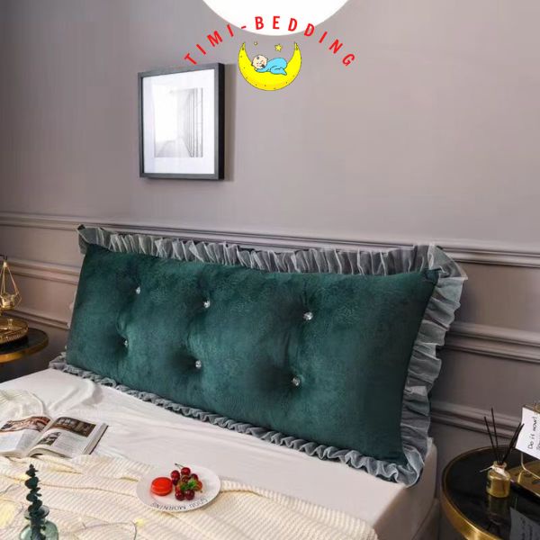 Gối kê đầu giường đính khuy hình chữ nhật mềm mại, êm ái kích thước 1,6m và 1,8m - Timibedding