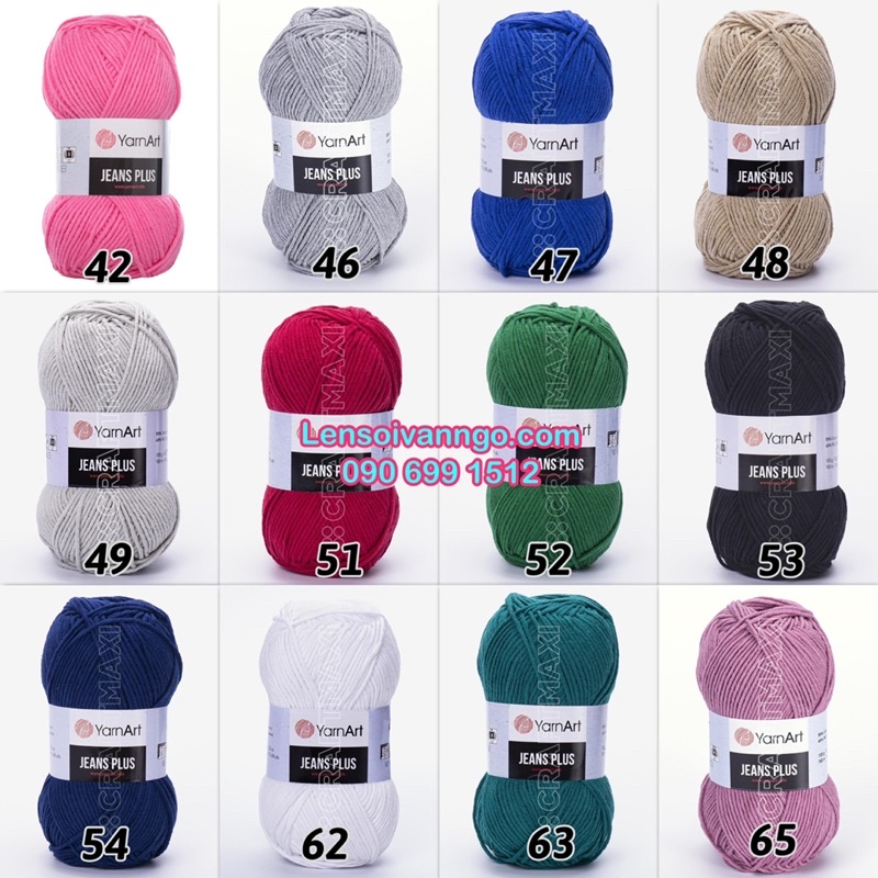 Combo 10 cuộn Len JEANS PLUS Thổ Nhĩ Kỳ