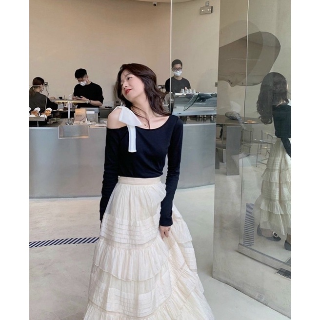 Set váy nơ trễ vai