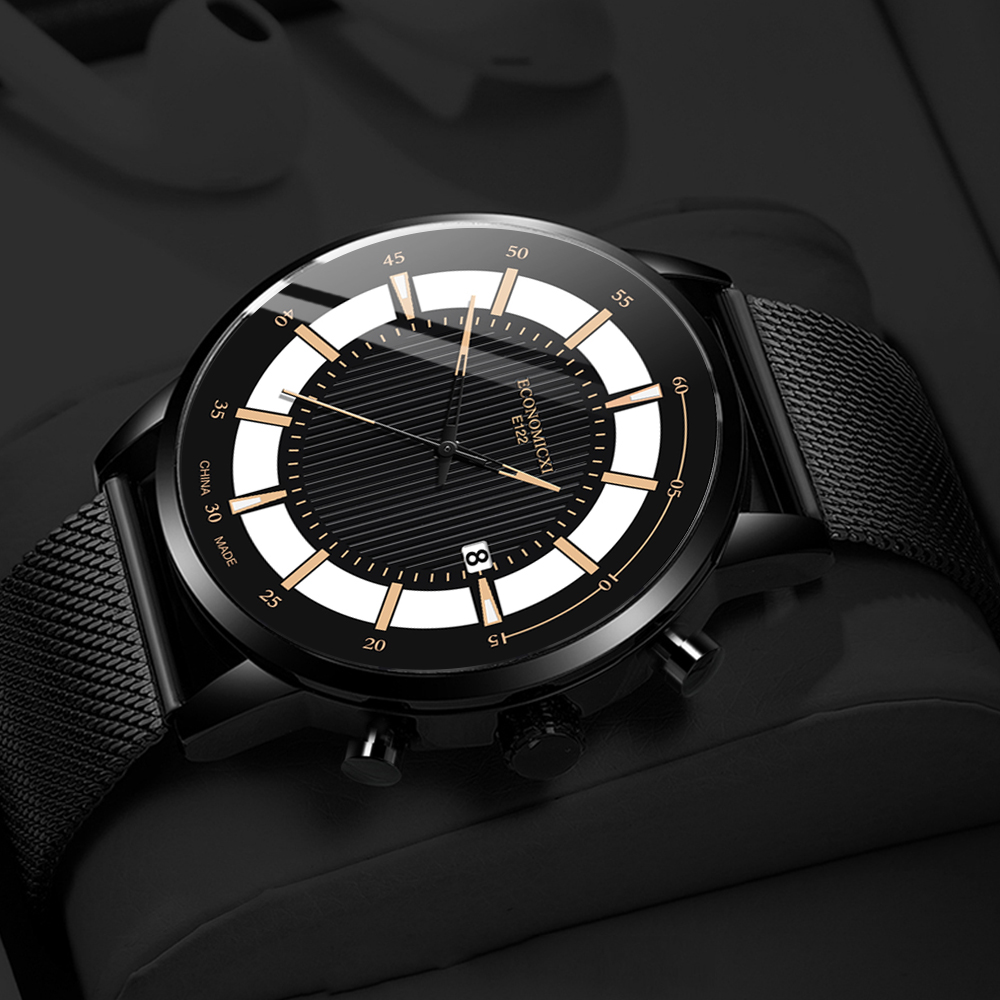 ZOLFA Luxury Brand Men Mesh Belt Watches Fashion Hollow Business Date Quartz Watch Mens Analog Clocks Đồng hồ nam