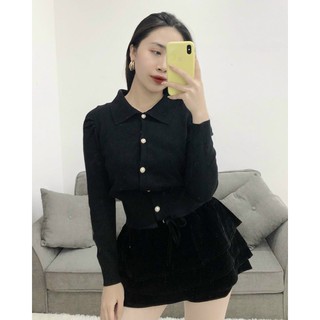 áo len cổ sen bo gấu