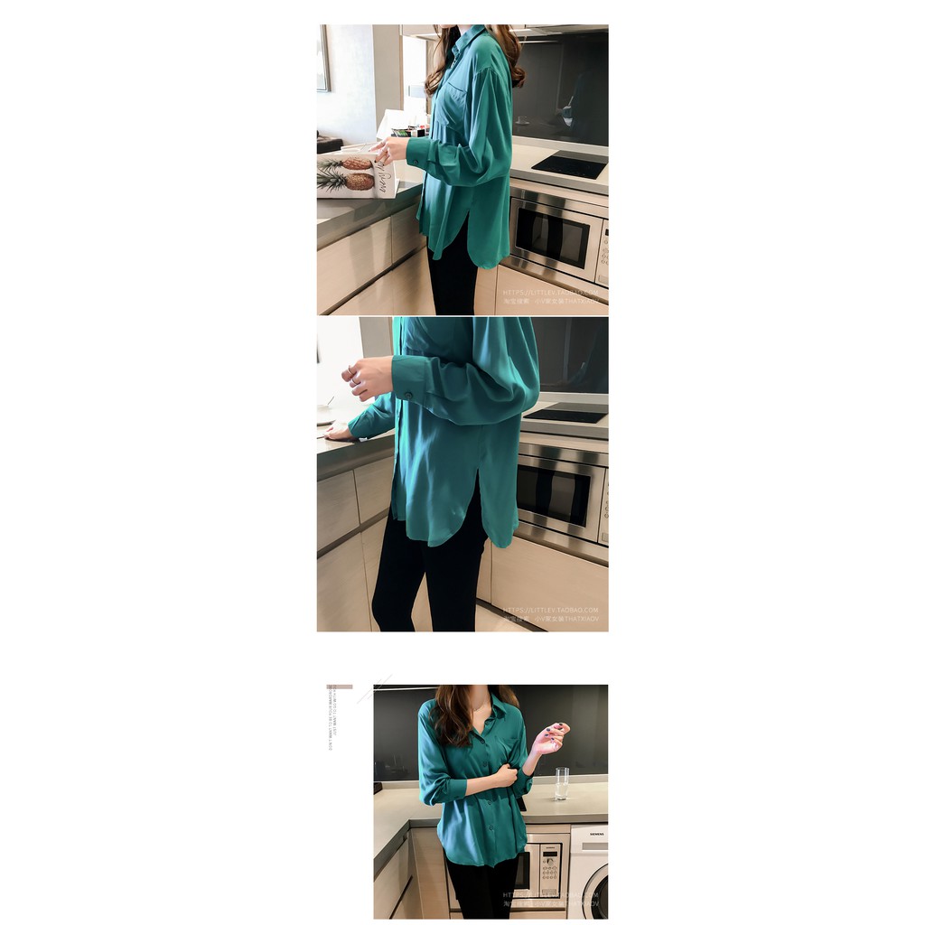 Áo Sơ Mi Chiffon Chống Nắng Màu Cầu Vồng Cột Dây Sau Lưng Thời Trang Hàn Quốc Cho Nữ