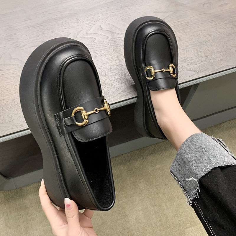 Giày Lolita nữ da đen tag khóa đế độn siêu xinh phong cách Hàn Quốc FLOWER G26 - nguyentrang239