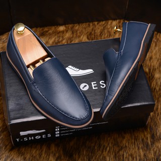 Giày lười nam Loafer trơn, da lì màu xanh rêu