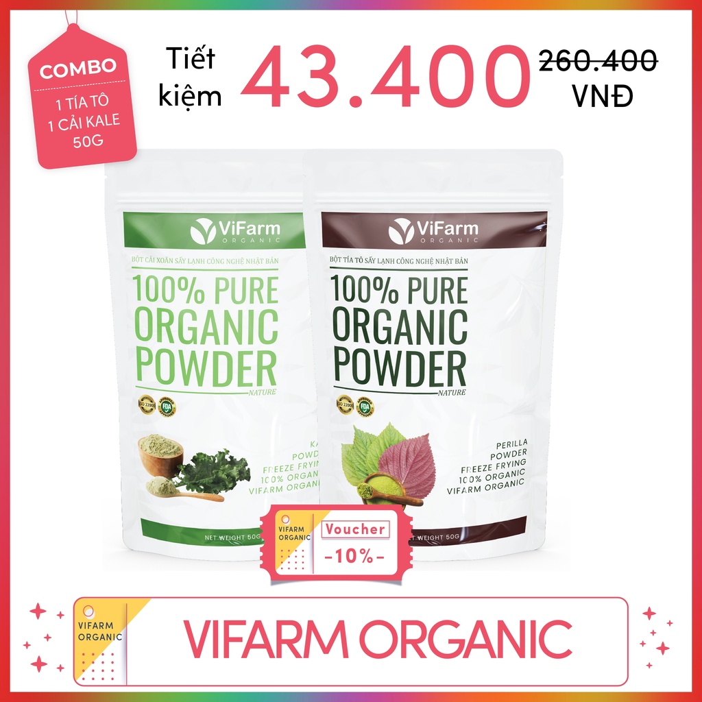 Bột Tía Tô Nguyên Chất ViFarm 50Gram, Bột Tía Tô Sấy Lạnh Hỗ Trợ Giảm Cân, Đẹp Da