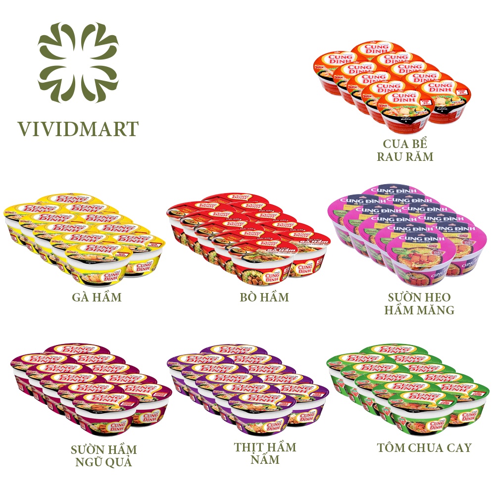 MÌ TÔ CUNG ĐÌNH VỊ THỊT, SƯỜN HEO HẦM MĂNG/ NGŨ QUẢ/ NẤM, TÔM CHUA CAY, BÒ, GÀ, CUA BỂ RAU RĂM – HỘP85G - MICOEM