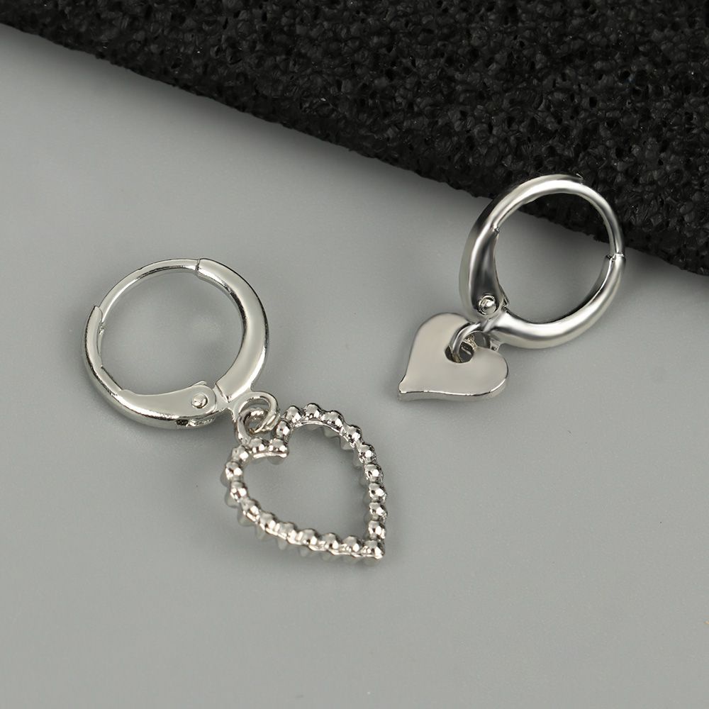 Bông tai hình trái tim bất đối xứng thiết kế thời trang cho nữ