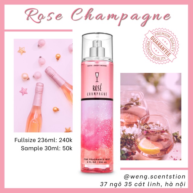 Xịt thơm Bath & Body Works mùi Rose Champagne