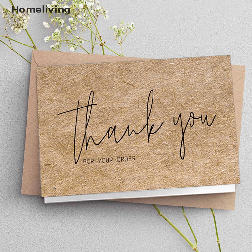 Set 30 tấm thẻ in chữ thank you độc đáo xinh xắn bằng giấy kraft