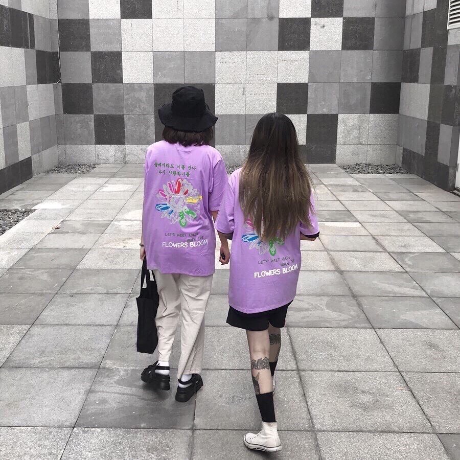 ÁO PHÔNG FLOWERS BLOOM MÀU TÍM UNISEX TEE PURPLE