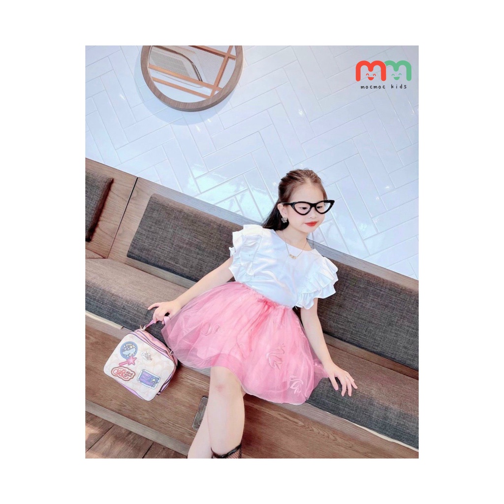 Set váy bé gái size đại áo 2 dây phối chân váy lưới liền chip trong cao cấp cho bé 9kg đến 40kg
