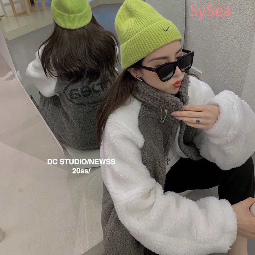 Áo khoác lông cừu form rộng thời trang mùa đông cho nữ