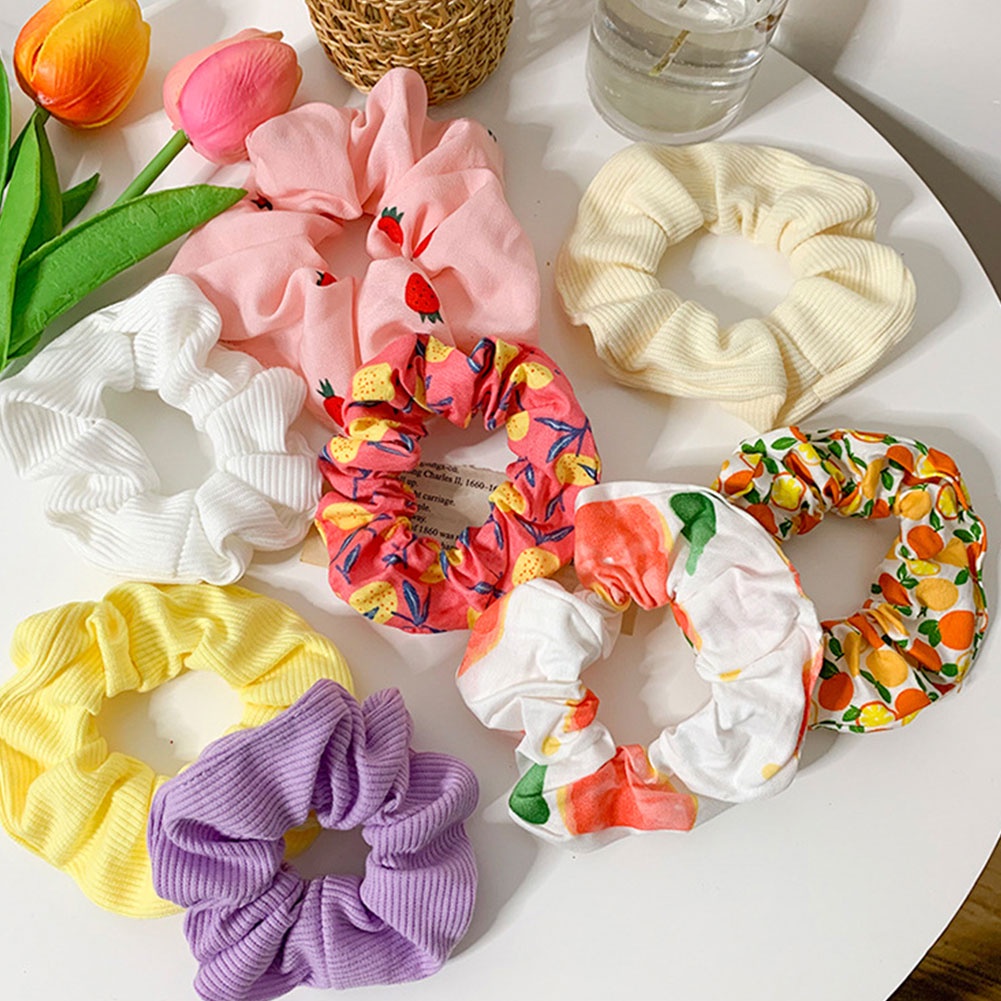 Set 5 Dây Cột Tóc Co Giãn Họa Tiết Trái Cây Màu Sắc Ngọt Ngào Xinh Xắn