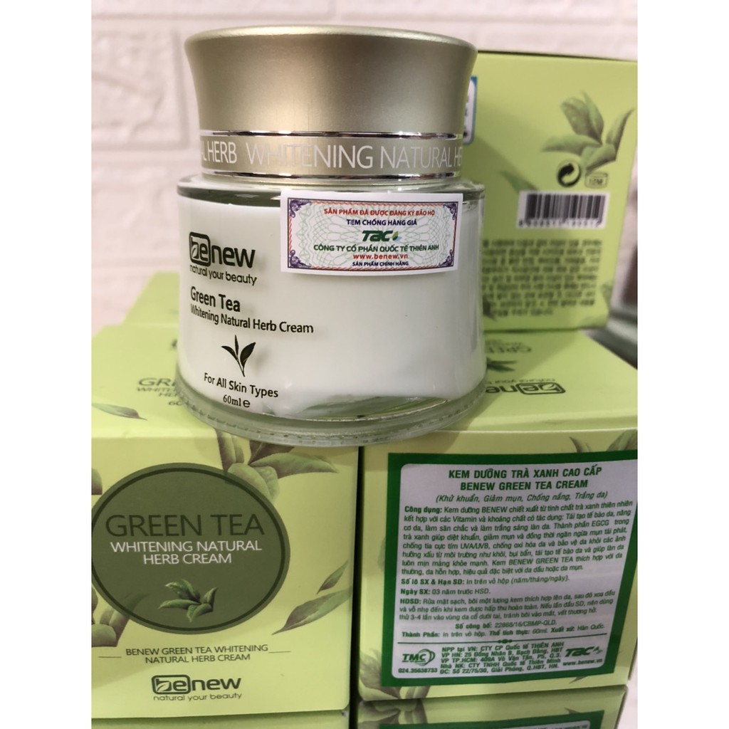 (Hàng Chính Hãng) Kem Dưỡng Da Benew tinh chất trà xanh 60ml