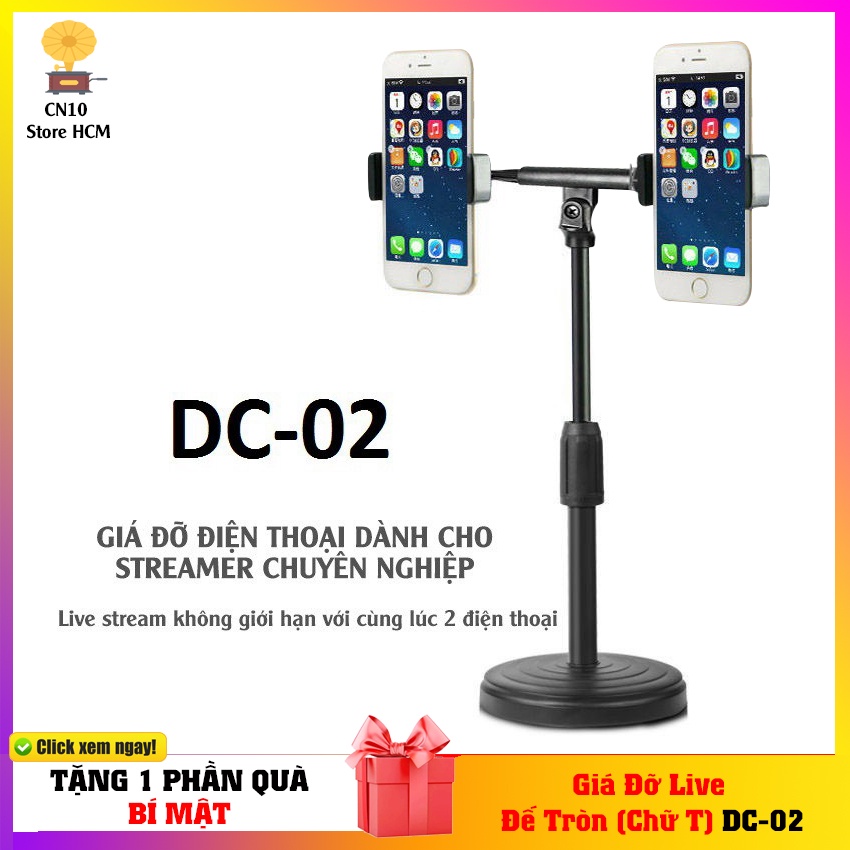 Giá Đỡ 2 Điện Thoại Livestream Để Bàn, Cây Live Stream Chuyên Nghiệp TL7798 Noproblemsok